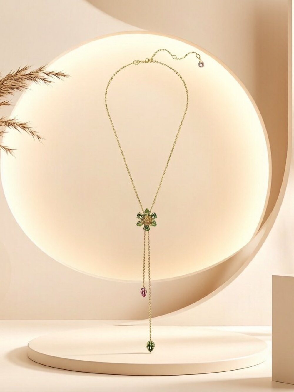 Swarovski Idyllia series green flower Y-shaped necklace - Picture 2 of 2